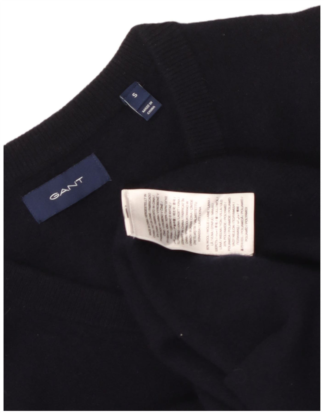 Γυναικείο πουλόβερ με λαιμόκοψη Gant UK 10 Small Navy Blue Wool