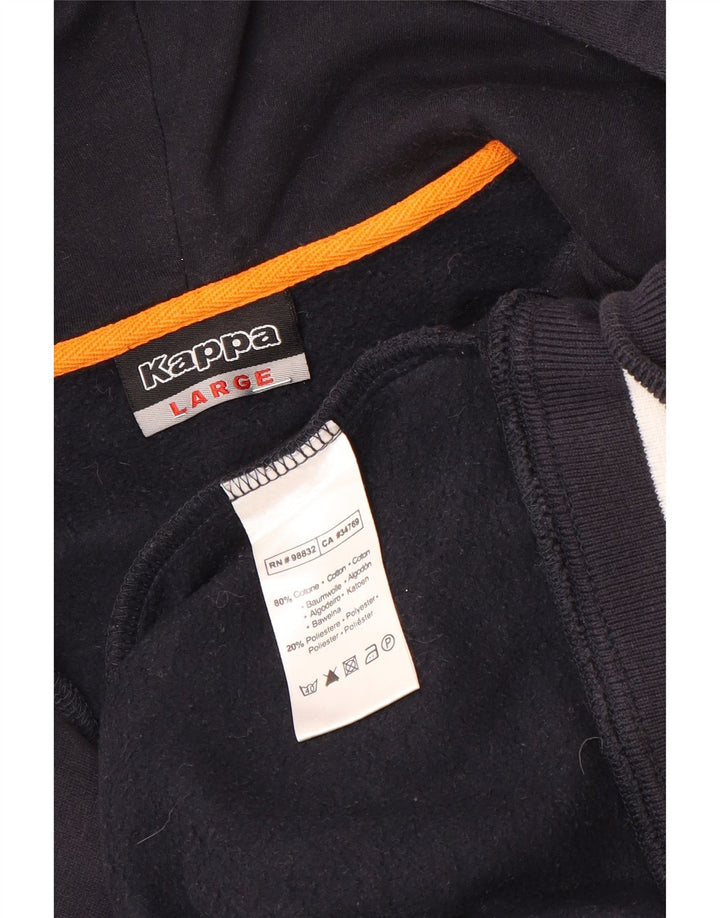 Ανδρικό πουλόβερ με κουκούλα με φερμουάρ Kappa μεγάλο μαύρο βαμβακερό