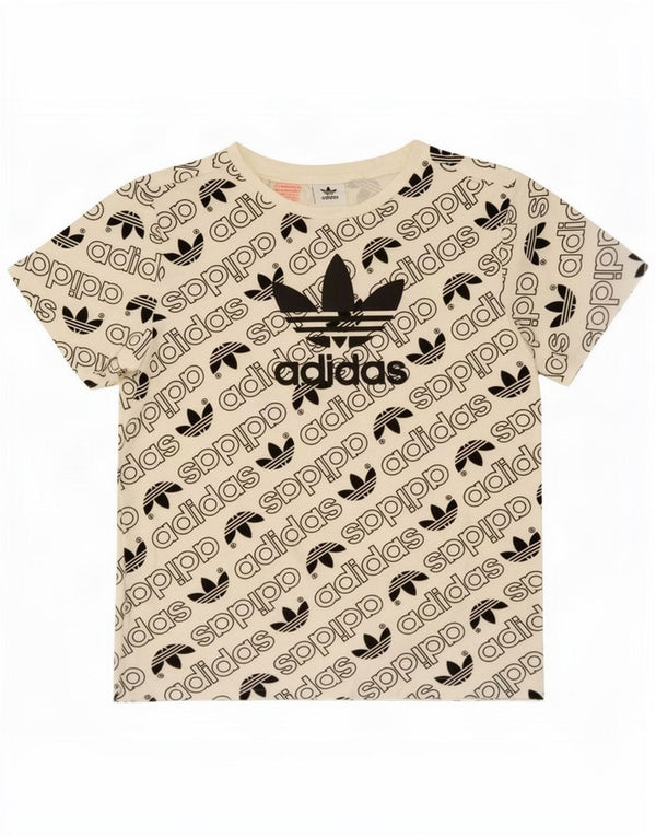 Γραφικό T-Shirt Adidas Boys Top 9-10 ετών Λευκό βαμβακερό