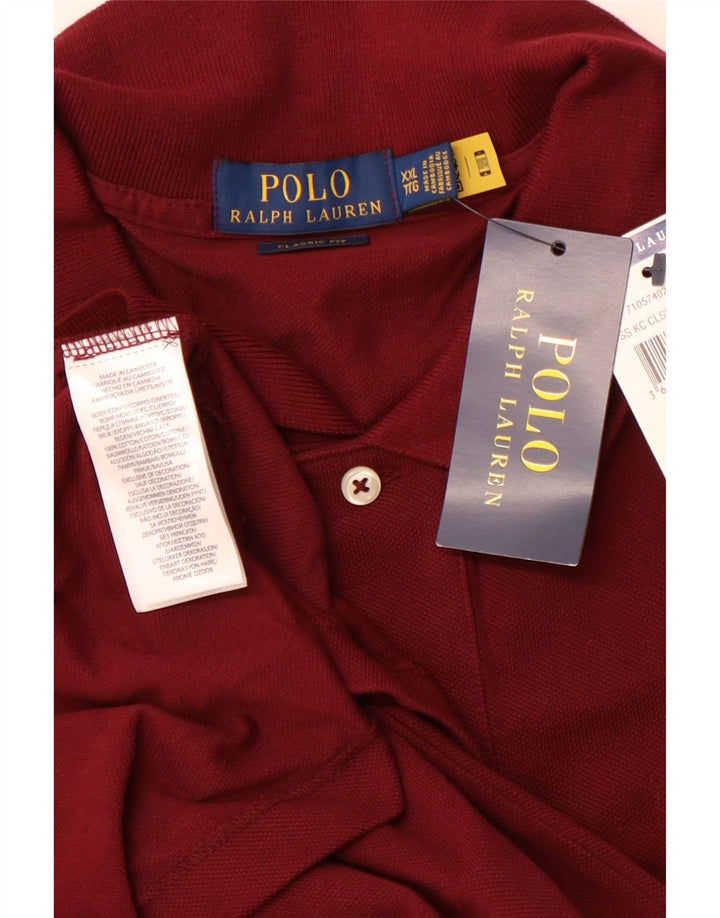 POLO RALPH LAUREN Ανδρικό πουκάμισο πόλο σε κλασική εφαρμογή 2XL βαμβακερό μπορντό