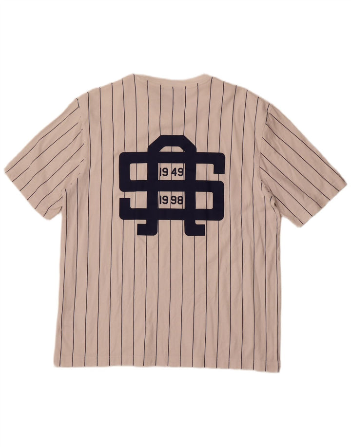Ανδρικό γραφικό T-Shirt Adidas Top Βαμβακερό μεσαίο λευκό ριγέ