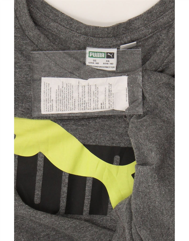 Γραφικό μπλουζάκι PUMA για αγόρια 14-15 ετών μεγάλο γκρι βαμβακερό