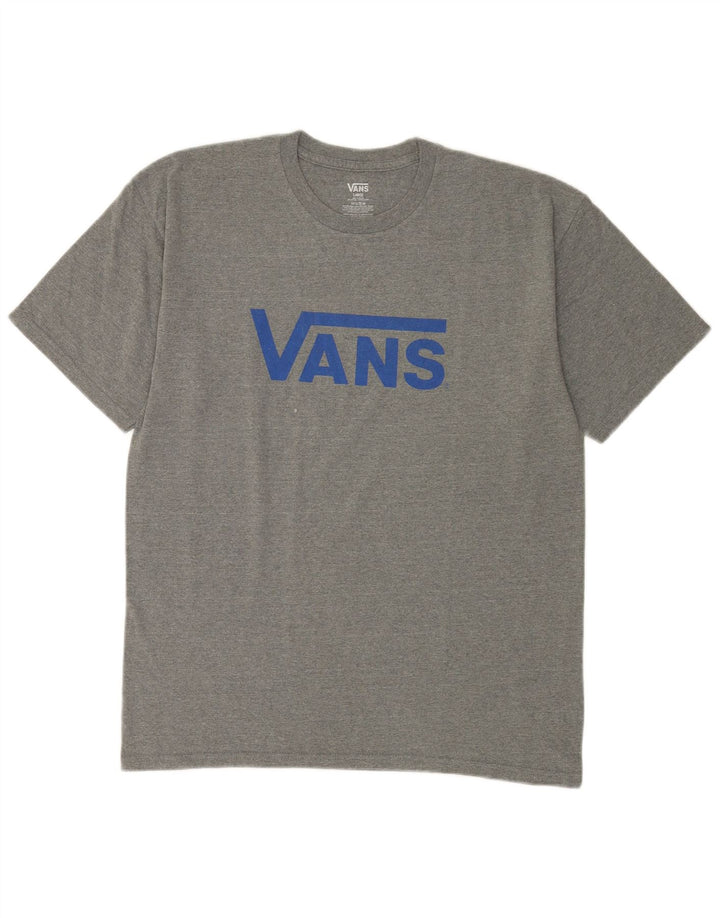 Ανδρικό γραφικό T-Shirt Vans Top Large Grey Flecked Cotton