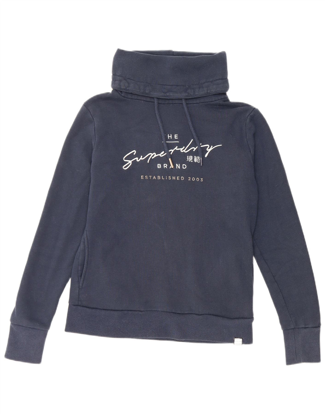 SUPERDRY Γυναικεία υπερμεγέθη γραφική φούτερ Jumper UK 10 Small Navy Blue
