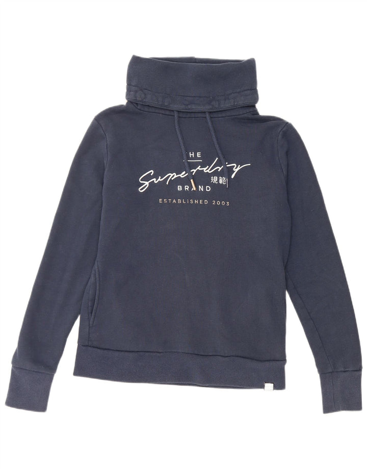 SUPERDRY Γυναικεία υπερμεγέθη γραφική φούτερ Jumper UK 10 Small Navy Blue