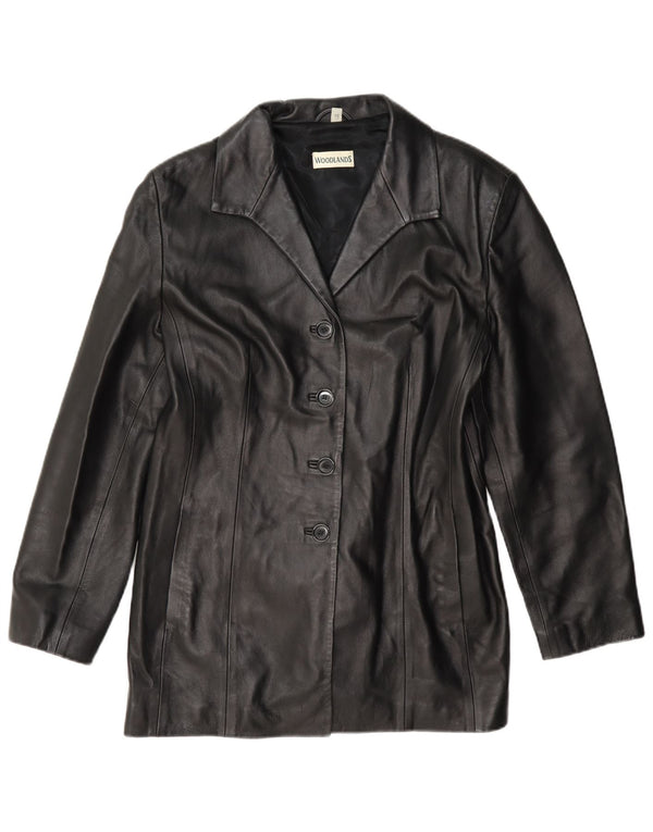 Sardar Womens Woodlands Leather Blazer Jacket UK 16 Large Black