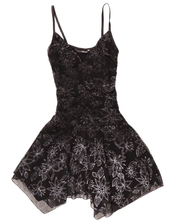 Γυναικείο αμάνικο ασύμμετρο φόρεμα Jane Norman UK 14 Medium Black Floral