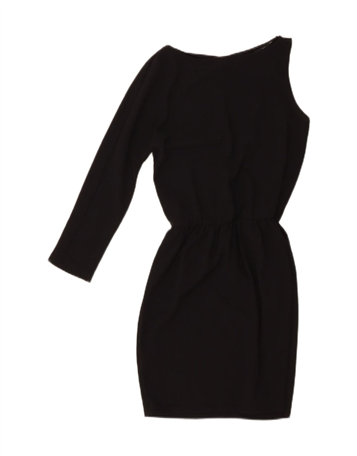 ZARA Womens One Shoulder Dress UK 6 XS Black Polyester Vintage Zara and Second-Hand Zara from Messina Hembry 
