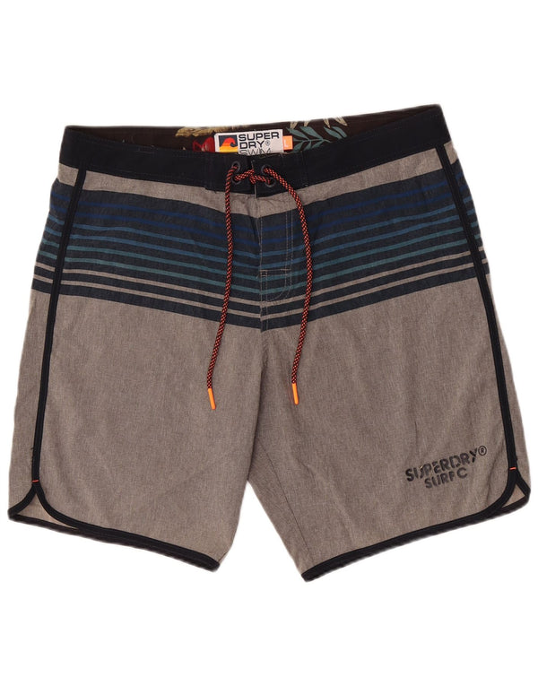 Ανδρικό κανονικό σορτς κολύμβησης Superdry Graphic μεγάλο γκρι ριγέ πολυεστέρα