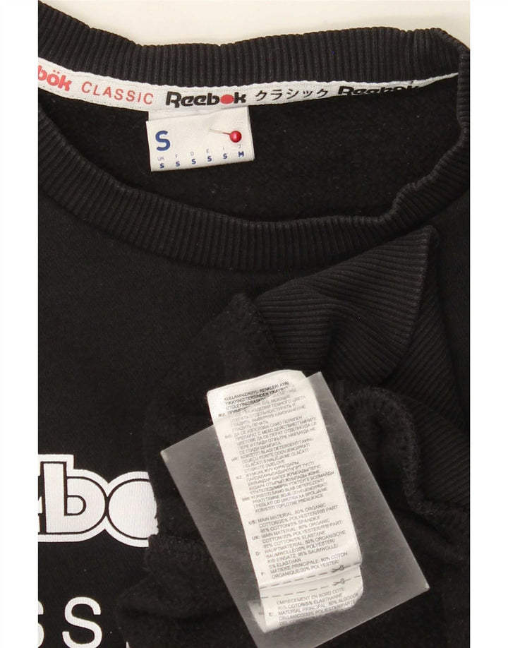 Ανδρικό γραφικό φούτερ Reebok Jumper Μικρό μαύρο βαμβακερό