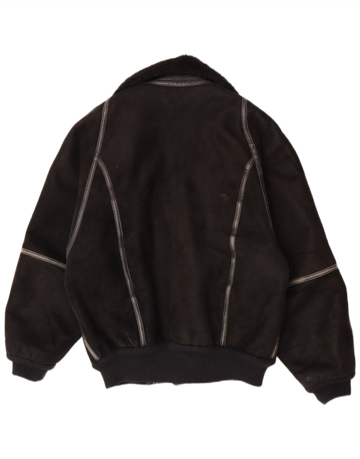 Vintage Ανδρικό Shearling Jacket IT 50 Large Black Shearling