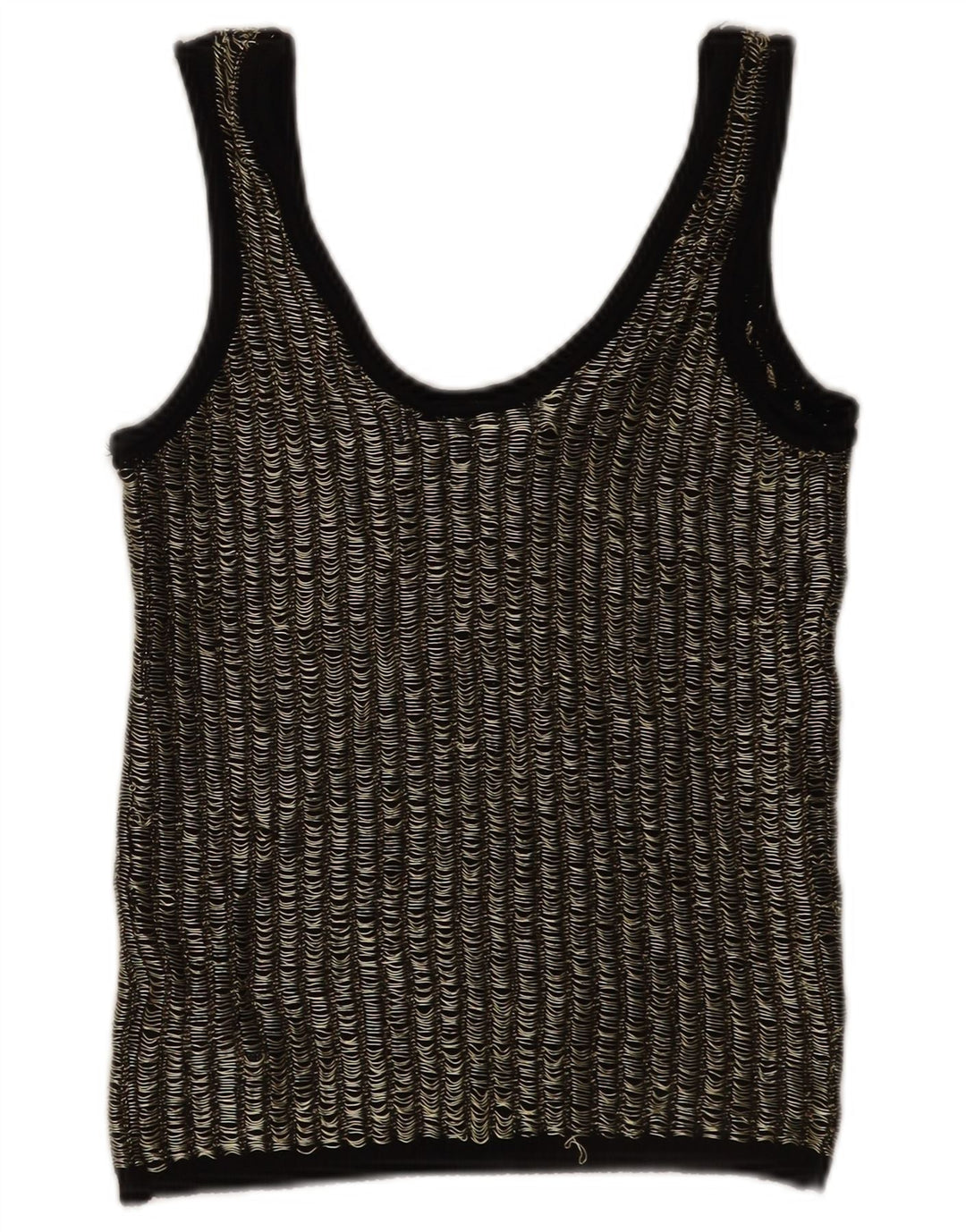 Zara Γυναικείο γιλέκο Crop UK 12 μεσαία μαύρη ριγέ βισκόζη