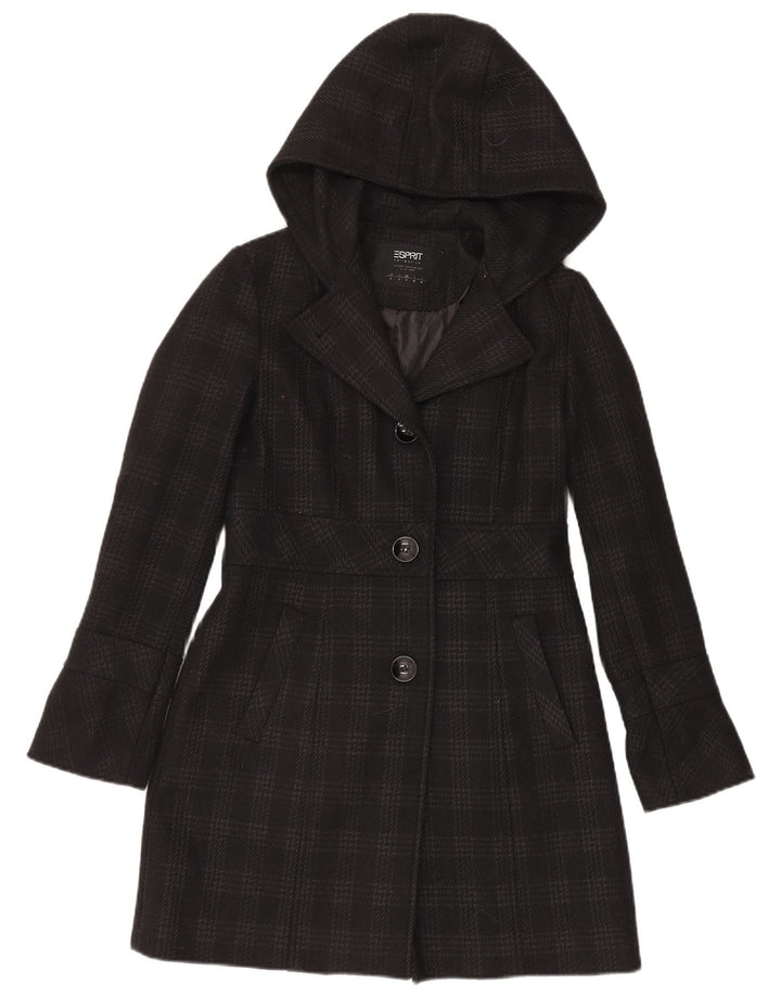 Γυναικείο παλτό Esprit με κουκούλα UK 10 Small Black Houndstooth Polyester