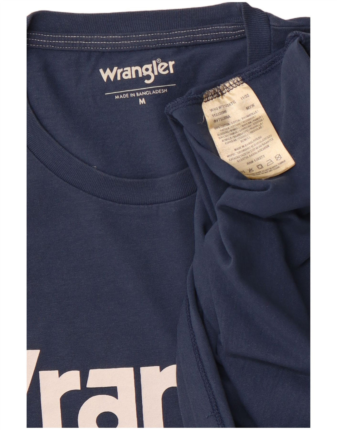 Ανδρικό γραφικό T-Shirt WRANGLER Τοπ μεσαίο μπλε ναυτικό βαμβακερό