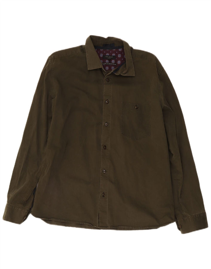 Ted Baker Ανδρικό Πουκάμισο 5 XL Χακί Βαμβακερό