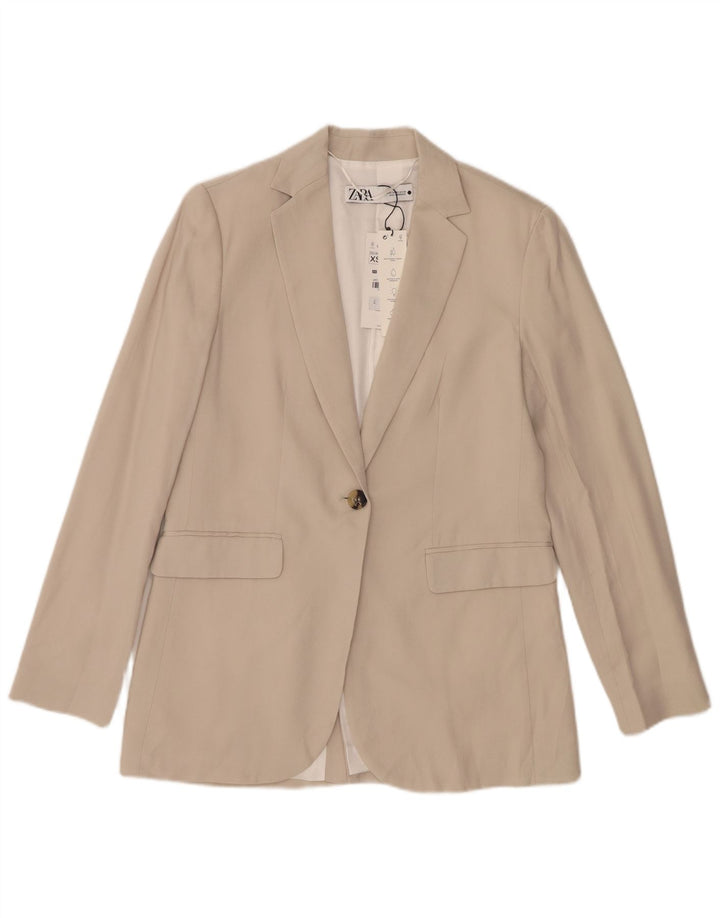 Zara Γυναικείο Μπουφάν Blazer UK 6 XS Μπεζ Lyocell