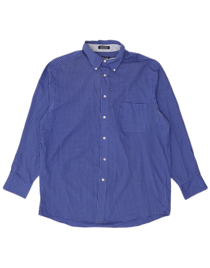 Chaps Ανδρικό πουκάμισο Classic Fit Size 16 16 1/2 Large Blue Gingham Cotton