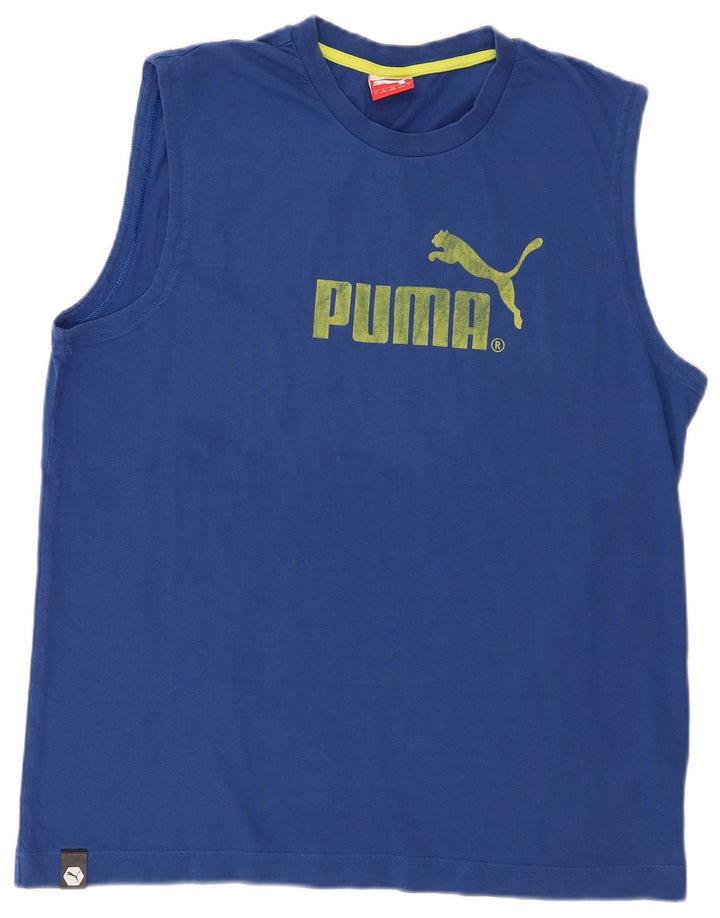 Ανδρικό γραφικό γιλέκο Puma, μεγάλο μπλε βαμβακερό
