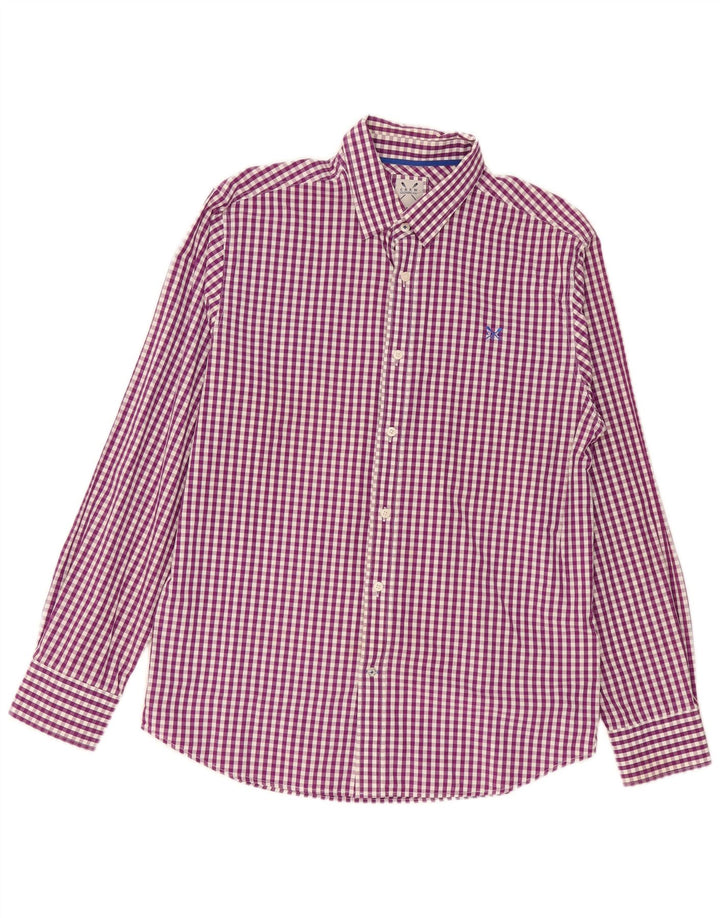 Ανδρικό πουκάμισο Crew Clothing Μεγάλο μωβ βαμβακερό Gingham