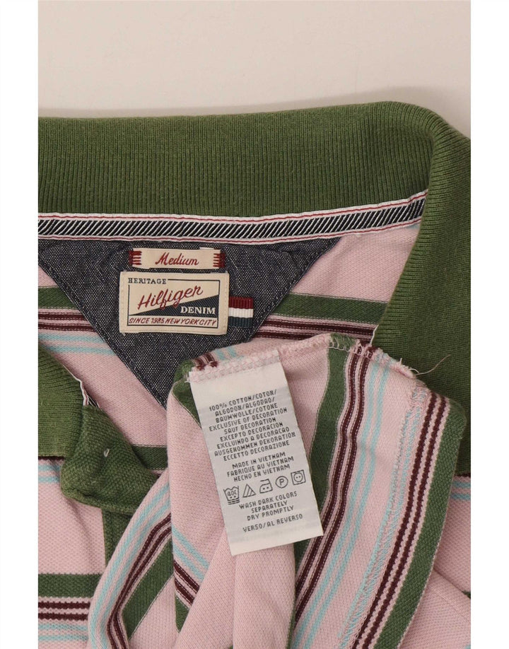 Ανδρικό πουκάμισο πόλο Tommy Hilfiger, Βαμβακερό μεσαίο ροζ ριγέ