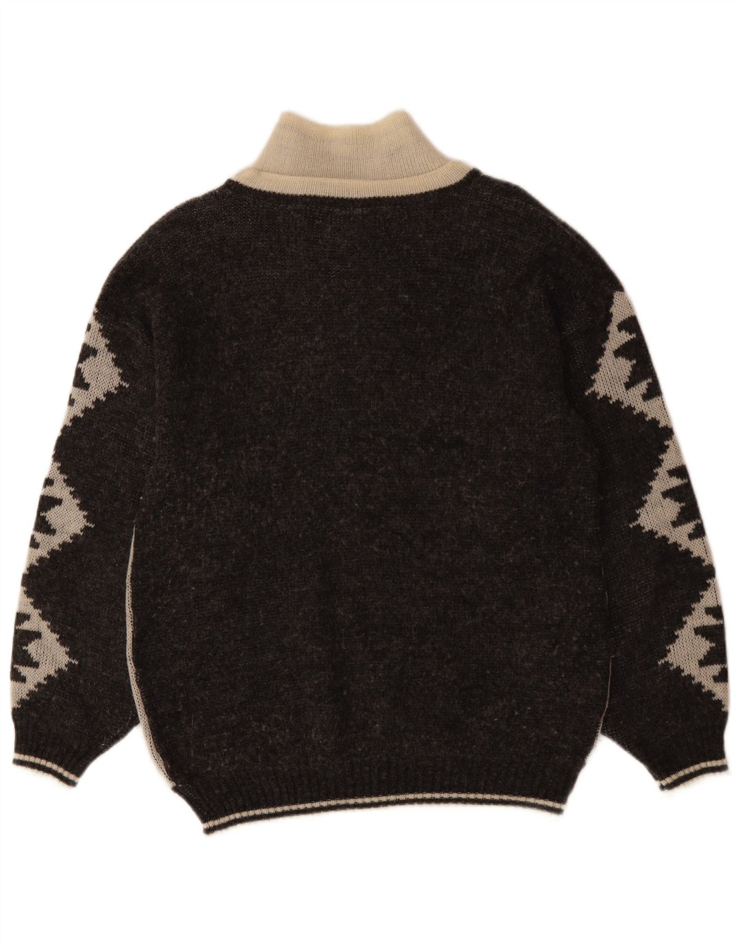 VINTAGE Ανδρικό πουλόβερ με φερμουάρ IT 46 Small Black Fair Isle