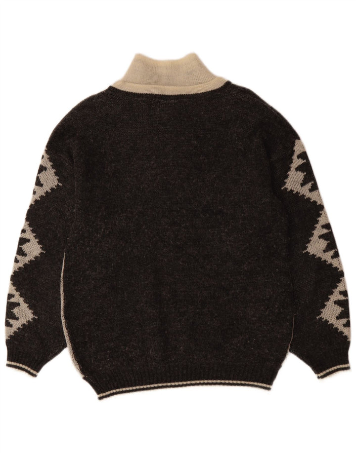 VINTAGE Ανδρικό πουλόβερ με φερμουάρ IT 46 Small Black Fair Isle