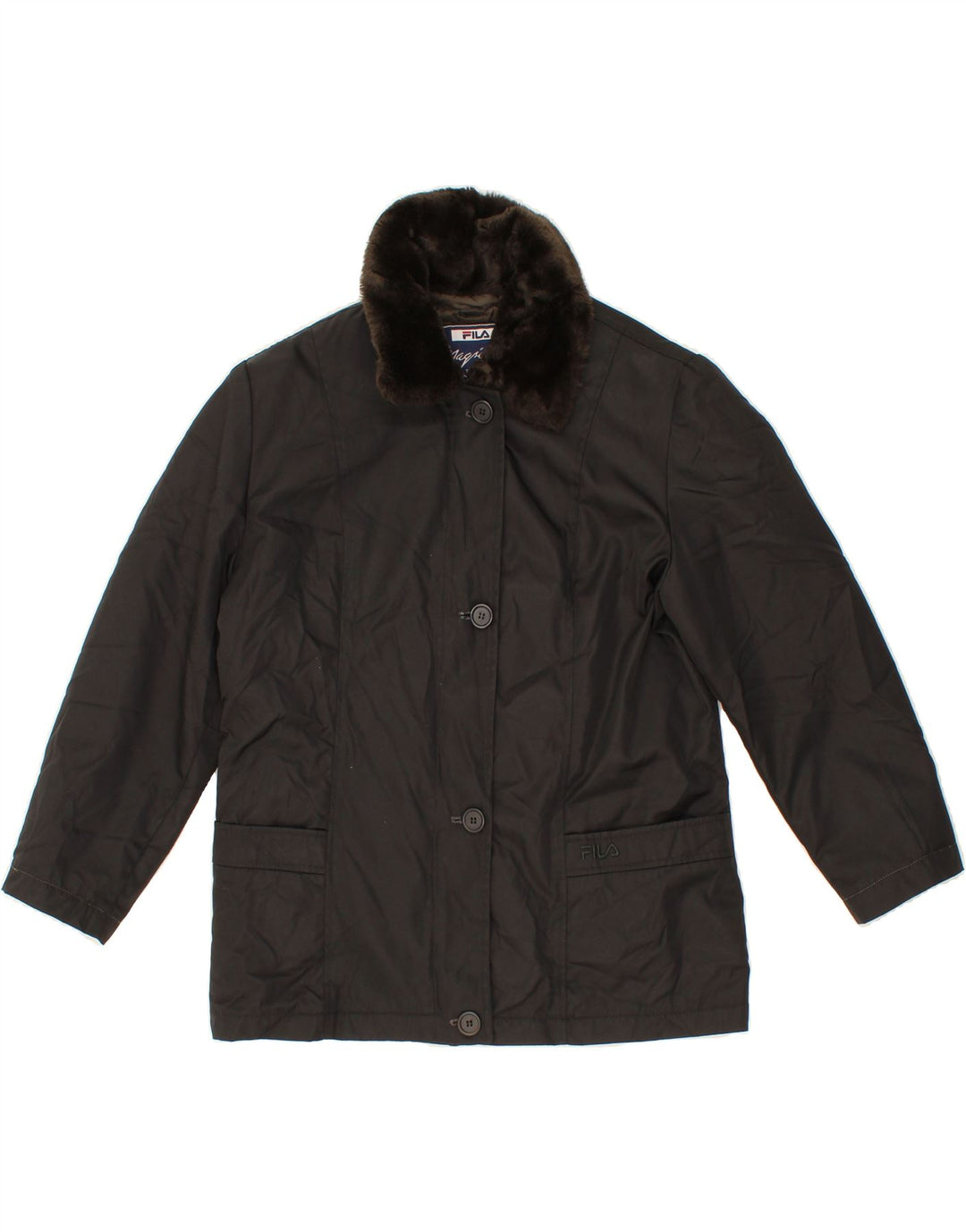 FILA Womens Windbreaker Jacket US 8 Medium Black Polyamide Vintage Fila and Second-Hand Fila from Messina Hembry 