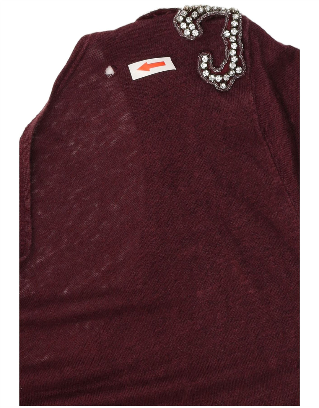 Zara Γυναικείο T-Shirt Top UK 14 Medium Burgundy