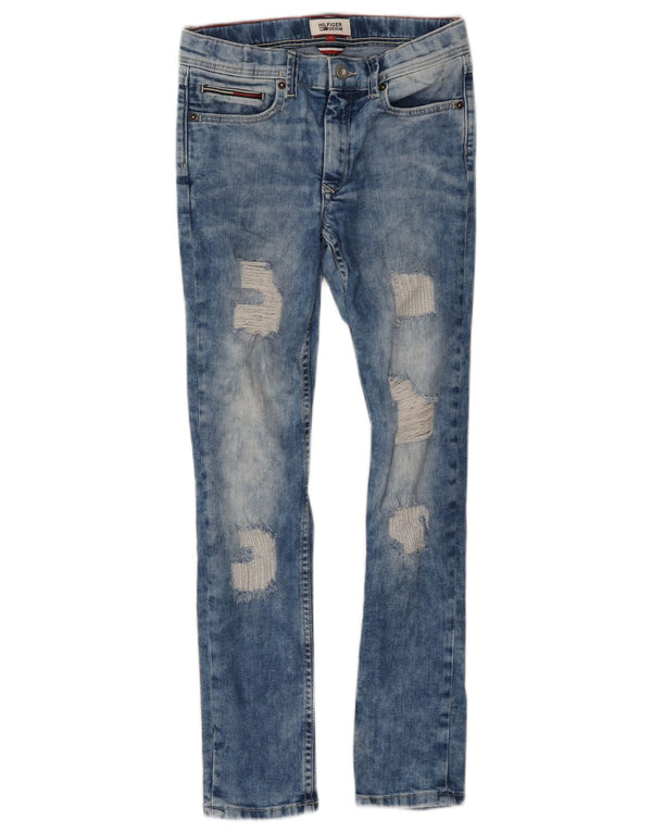 Tommy Hilfiger Girls Distressed Slim Jeans 11-12 ετών W26 L28 Blue Cotton