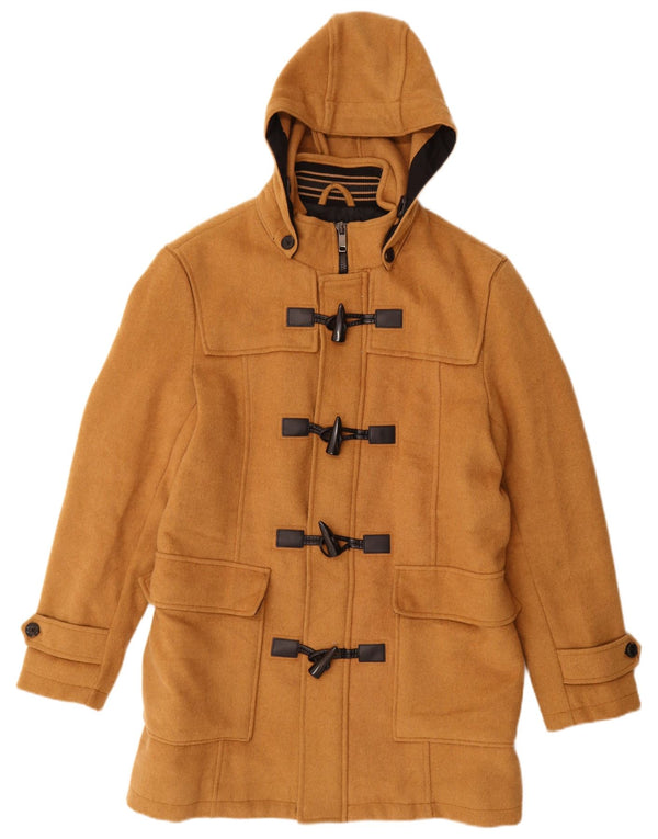 Zara Ανδρικό παλτό Duffle με κουκούλα UK 40 Large Brown Polyester