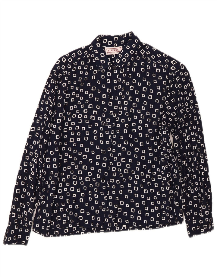 STEFANEL Γυναικείο πουκάμισο UK 16 Large Navy Blue Geometric