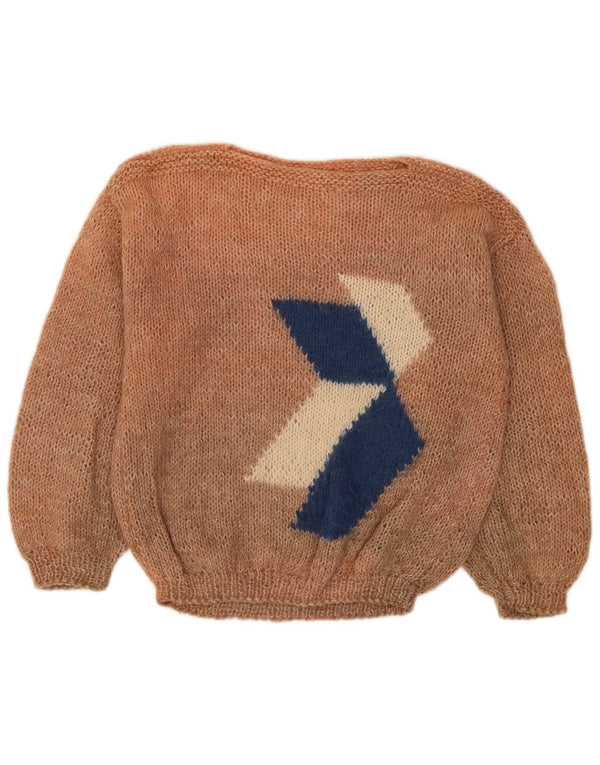 Vintage γυναικείο πουλόβερ με λαιμόκοψη UK 18 XL καφέ χρώματος