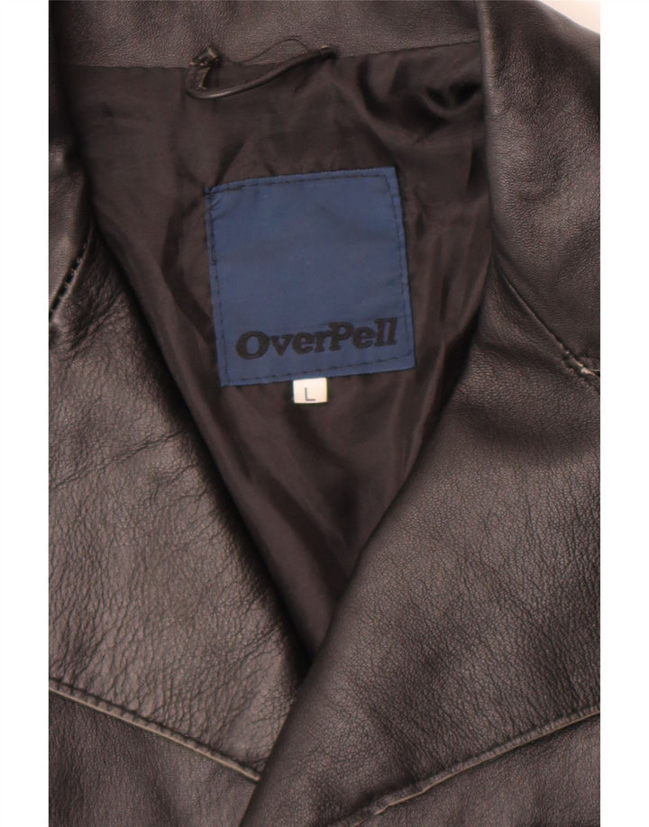 Vintage Γυναικείο Δερμάτινο Μπουφάν UK 16 Large Μαύρο με 3 κουμπιά