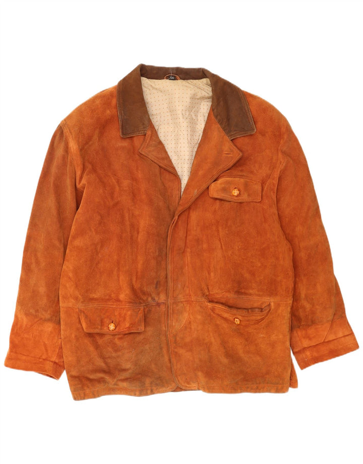 Vintage Ανδρικό Suede Windbreaker Jacket EU 54 2XL Καφέ Δερμάτινο