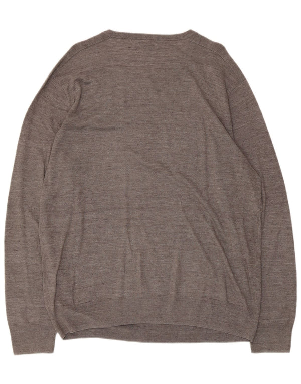 J. Crew Mens Boat Neck Jumper Sweater XL Grey Flecked Cotton