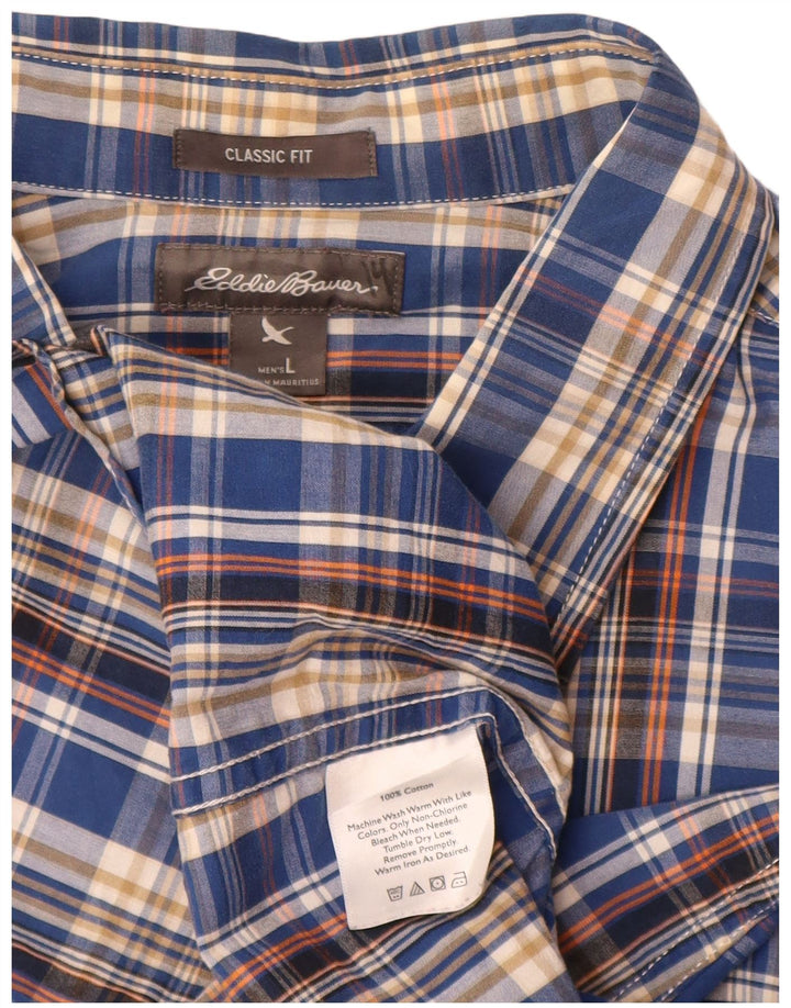 Eddie Bauer Ανδρικό πουκάμισο Classic Fit Large Blue Check Cotton
