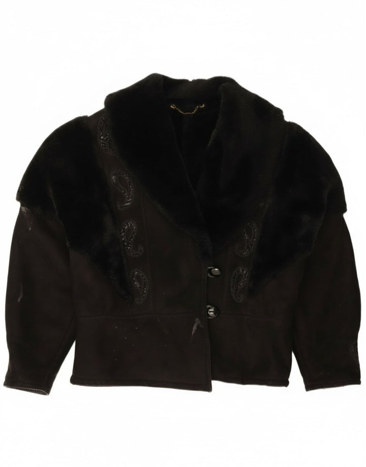 Vintage Γυναικείο Shearling Jacket UK 18 XL Black Paisley