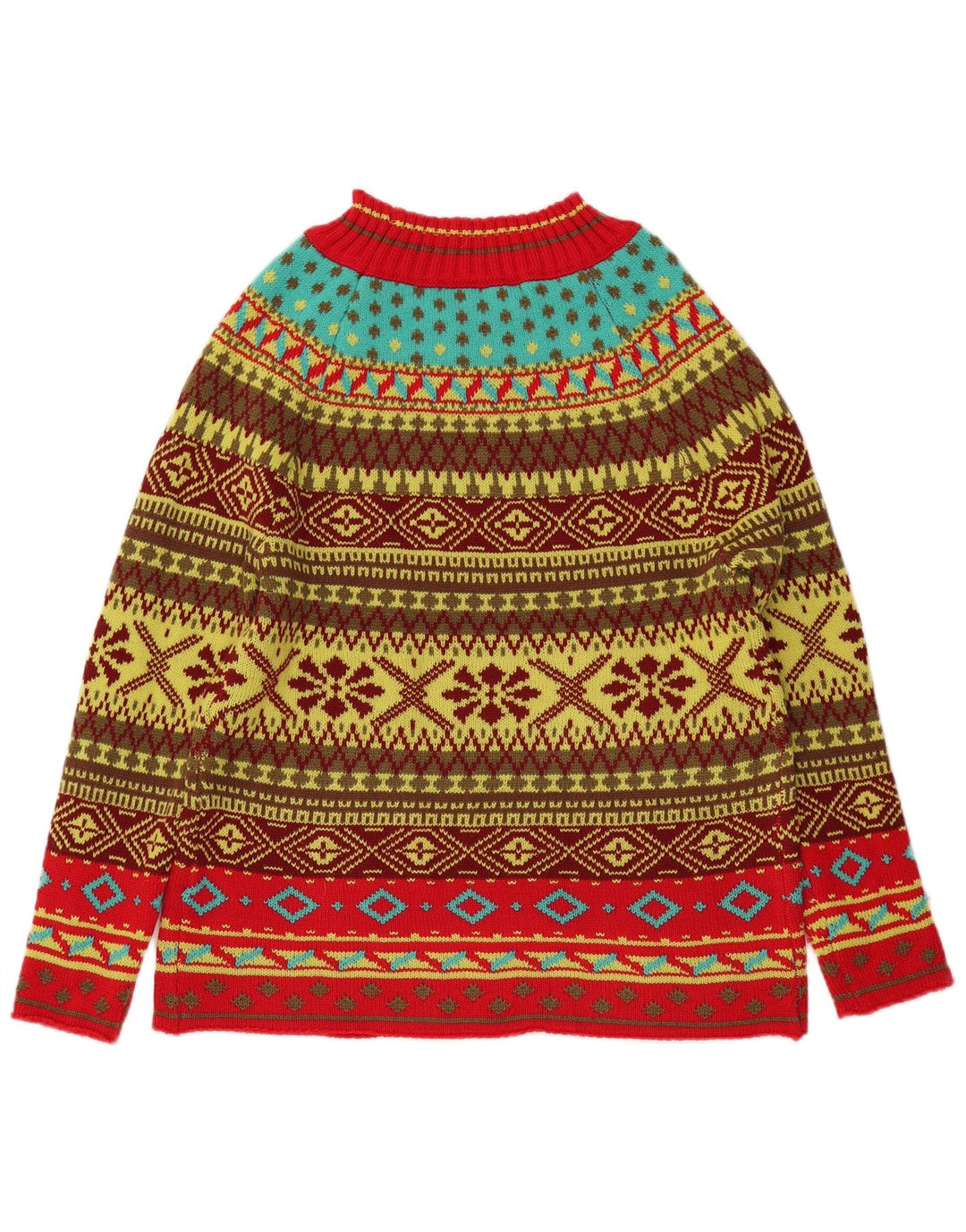 VINTAGE Womens Turtle Neck Jumper Sweater UK 16 Large Multicoloured