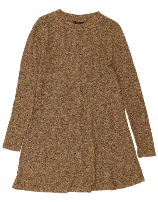 Topshop Γυναικείο μακρυμάνικο φόρεμα UK 10 Small Beige Flecked Polyester