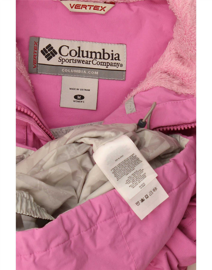 Columbia Γυναικείο μπουφάν βροχής με κουκούλα UK 14 Medium Pink Nylon