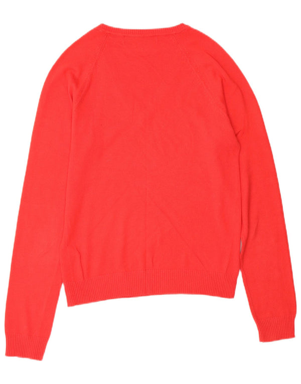 Zara Γυναικείο πουλόβερ με V λαιμόκοψη UK 10 Small κόκκινο βαμβακερό
