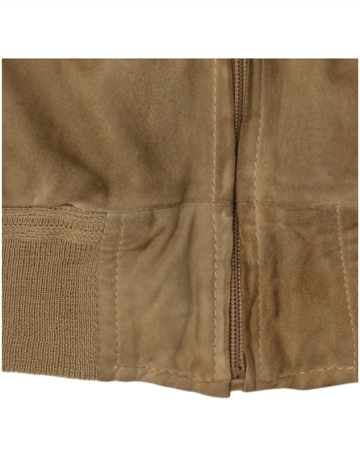Vintage Ανδρικό Suede Bomber Jacket UK 38 Medium Beige