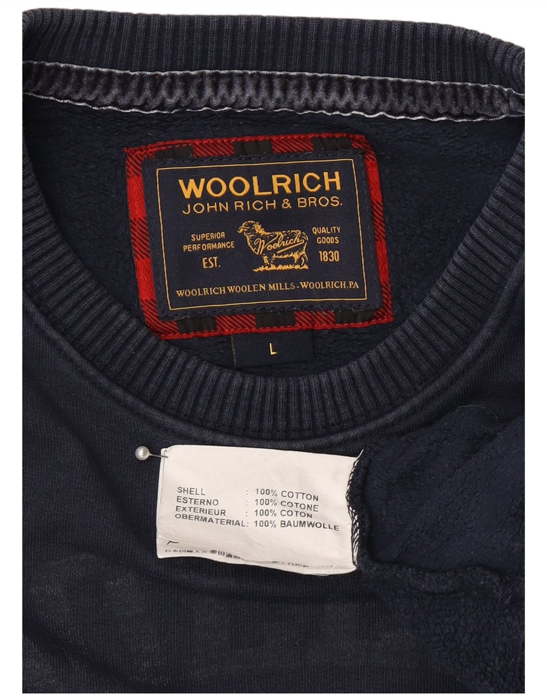 Woolrich Ανδρικό γραφικό φούτερ Jumper Μεγάλο Ναυτικό Βαμβακερό