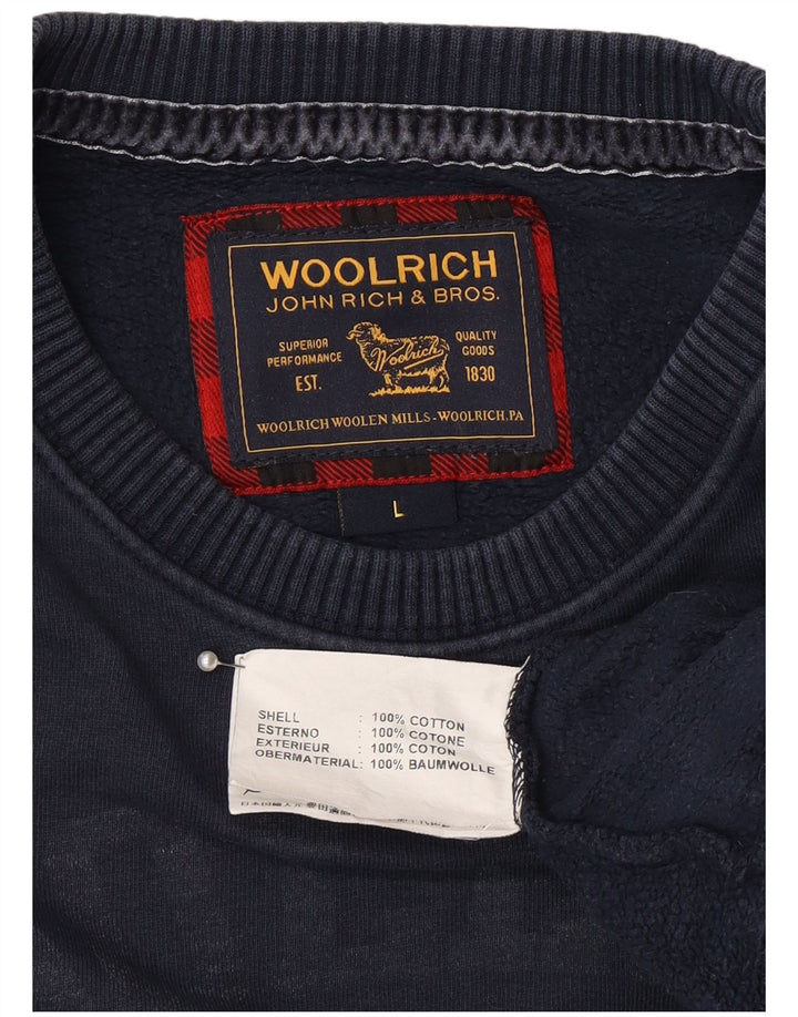 Woolrich Ανδρικό γραφικό φούτερ Jumper Μεγάλο Ναυτικό Βαμβακερό