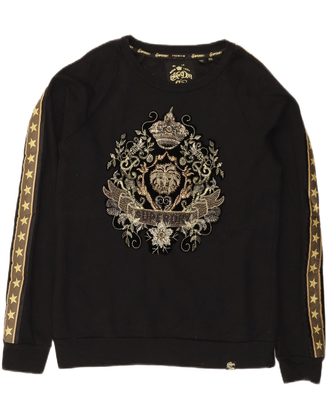 Γυναικεία γραφική φούτερ Superdry Jumper UK 12 μεσαίο μαύρο βαμβακερό
