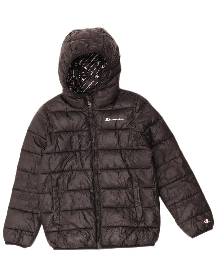 Μπουφάν Champion Boys Hooded Podded Jacket 9-10 Years Medium Black Polyester