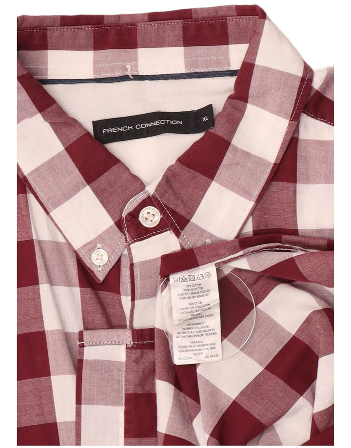 Ανδρικό πουκάμισο French Connection XL Βουργουνδί Gingham Cotton