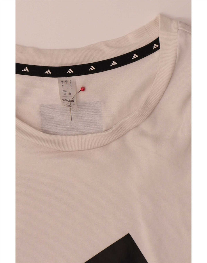 Ανδρικό γραφικό T-Shirt Adidas Top μεγάλο λευκό βαμβακερό