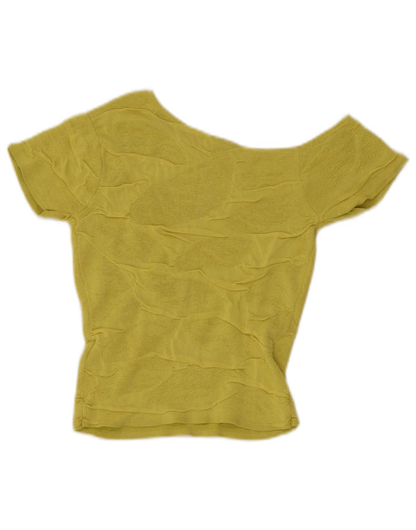 Zara Γυναικεία Crop Knit One Shoulder Top UK 8 Small Green Viscose