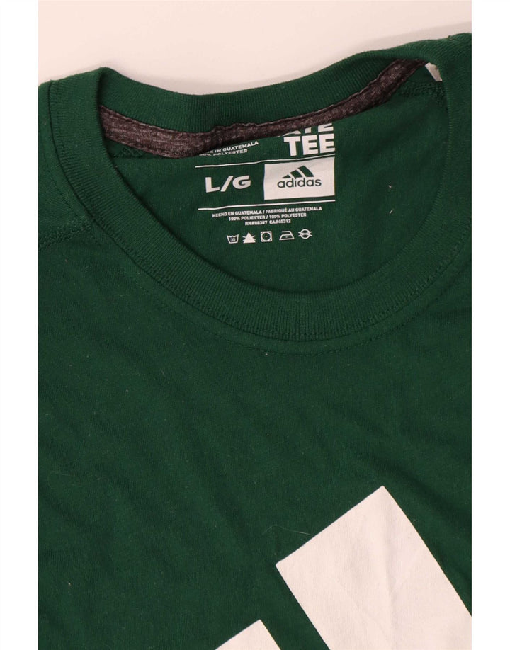 Adidas Mens Climalite Graphic Top Μακρύ μανίκι μεγάλο πράσινο βαμβακερό